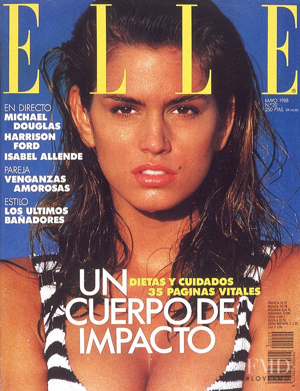 Cindy Crawford featured on the Elle Spain cover from May 1988
