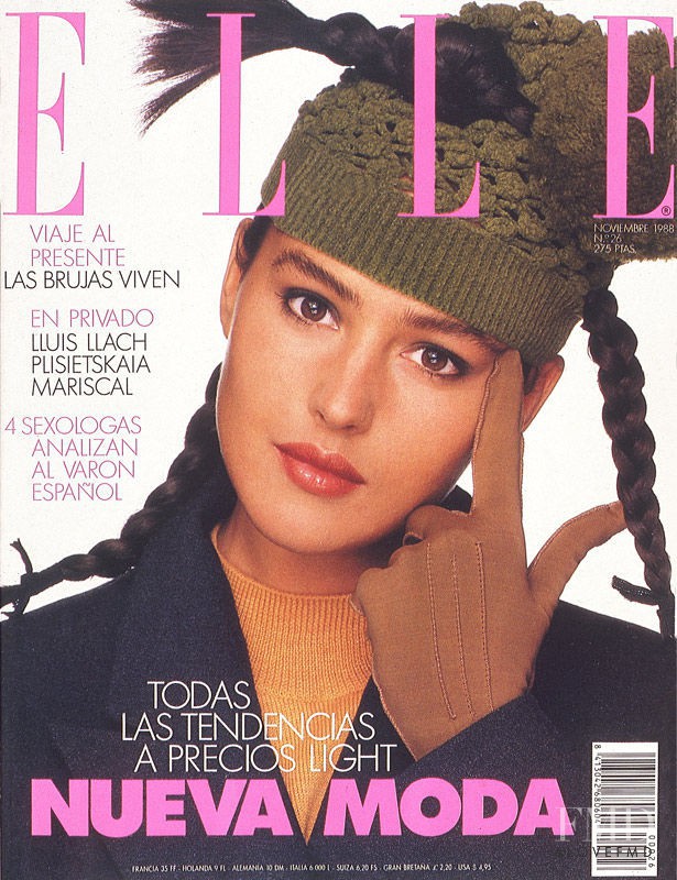 Monica Bellucci featured on the Elle Spain cover from November 1988