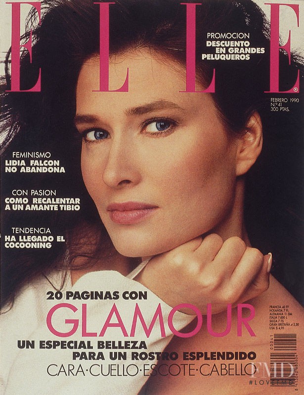 Rosemary McGrotha featured on the Elle Spain cover from February 1990