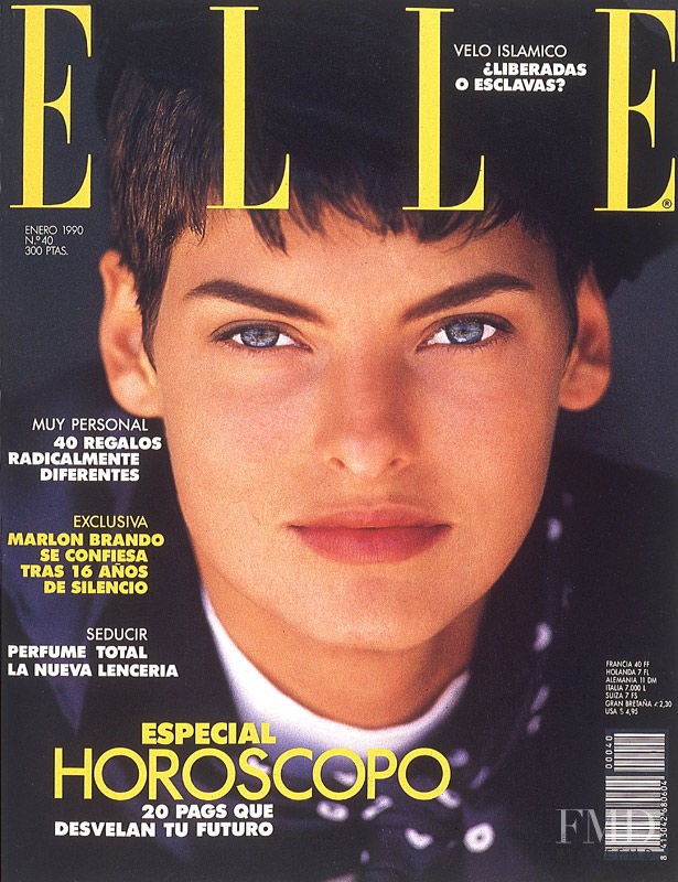 Cover of Elle Spain with Linda Evangelista, January 1990 (ID:13342 ...