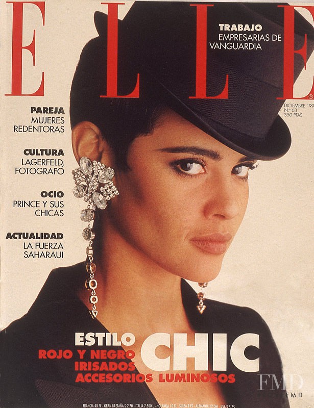 Nadege du Bospertus featured on the Elle Spain cover from December 1991