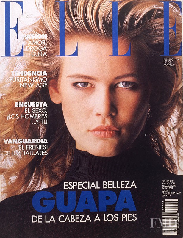 Cover of Elle Spain with Claudia Schiffer, February 1991 (ID:13344 ...