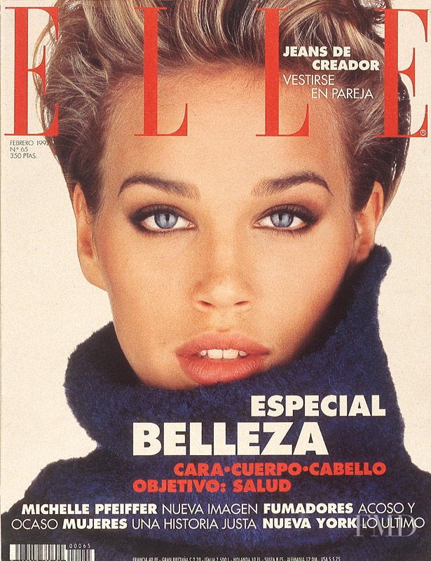 Emma Sjoberg featured on the Elle Spain cover from February 1992