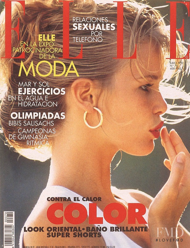 Claudia Schiffer featured on the Elle Spain cover from July 1992