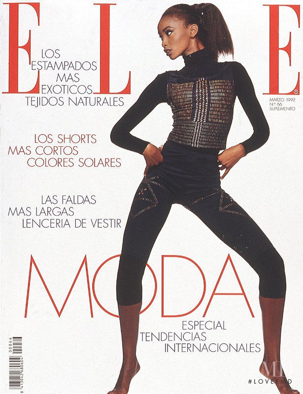 Beverly Peele featured on the Elle Spain cover from March 1992