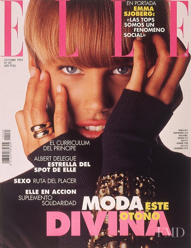 Emma Sjoberg featured on the Elle Spain cover from October 1993