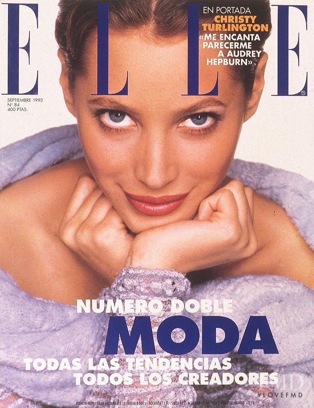 Christy Turlington featured on the Elle Spain cover from September 1993