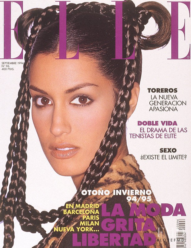 Yasmeen Ghauri featured on the Elle Spain cover from September 1994