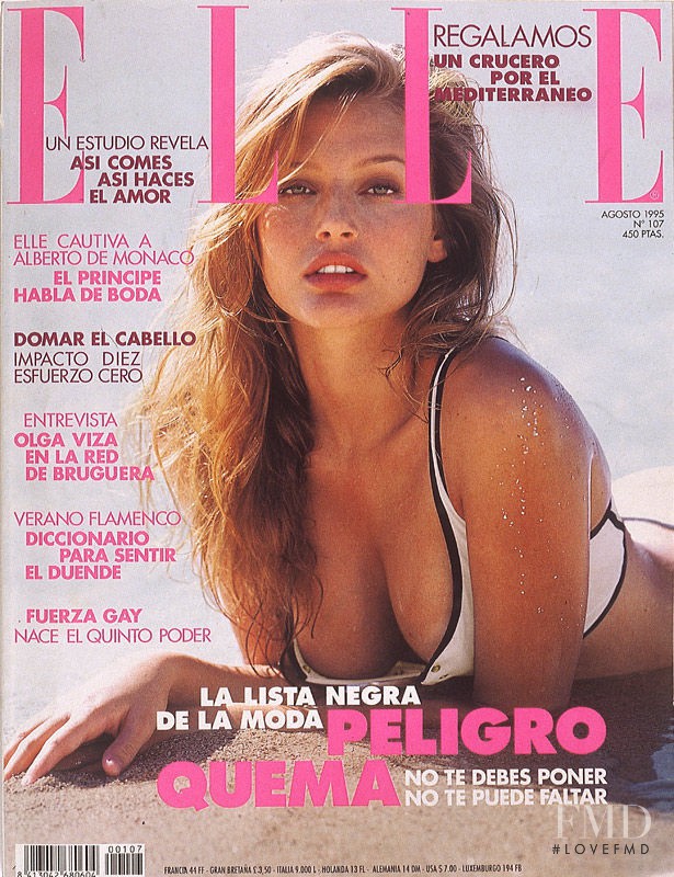 Bridget Hall featured on the Elle Spain cover from August 1995