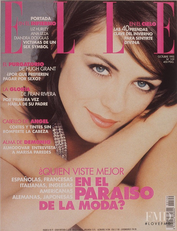 Elizabeth Hurley featured on the Elle Spain cover from October 1995