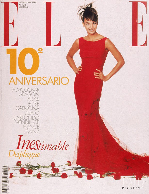 Ines Sastre featured on the Elle Spain cover from November 1996