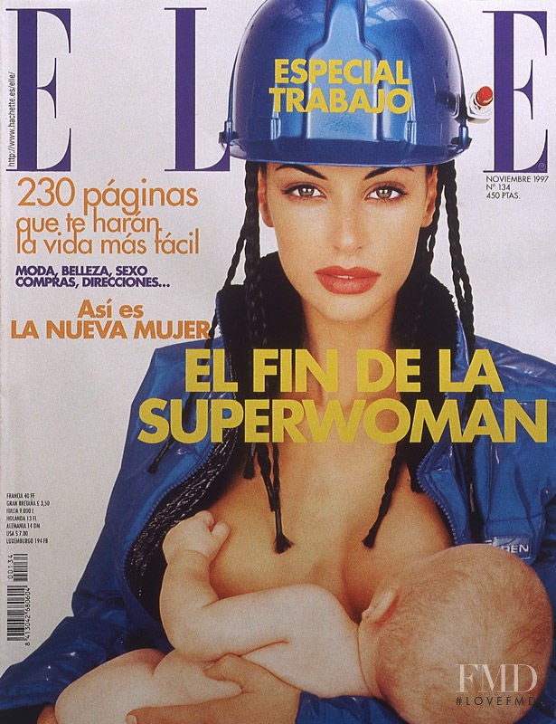 Carla Collado featured on the Elle Spain cover from November 1997