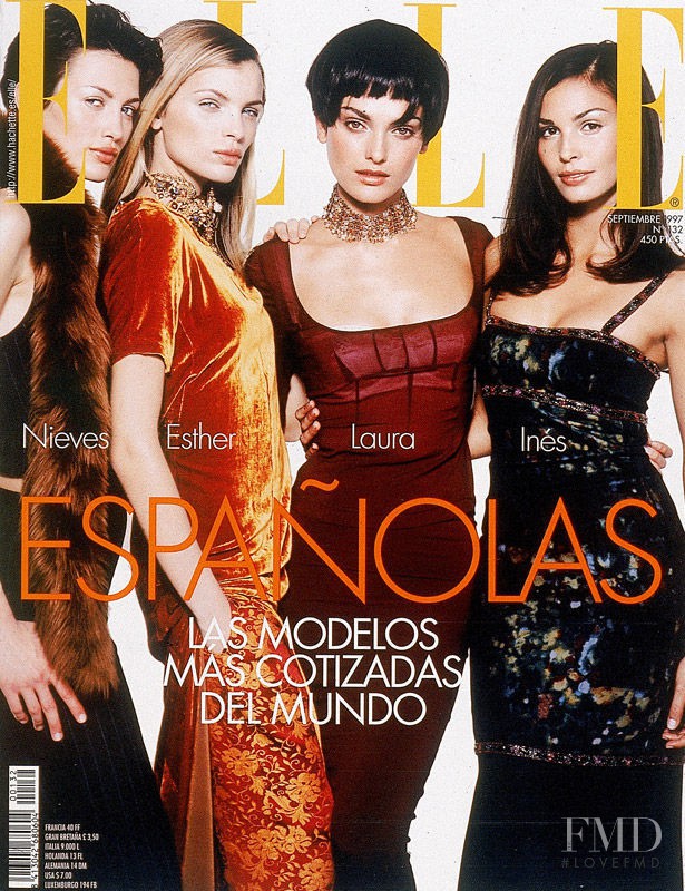 Esther Cañadas, Ines Sastre, Laura Ponte, Nieves Alvarez featured on the Elle Spain cover from September 1997