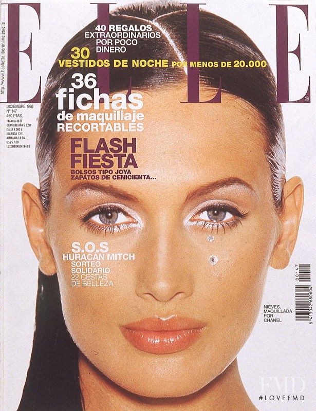 Nieves Alvarez featured on the Elle Spain cover from December 1998