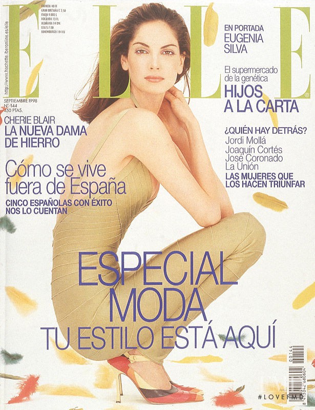 Eugenia Silva featured on the Elle Spain cover from September 1998