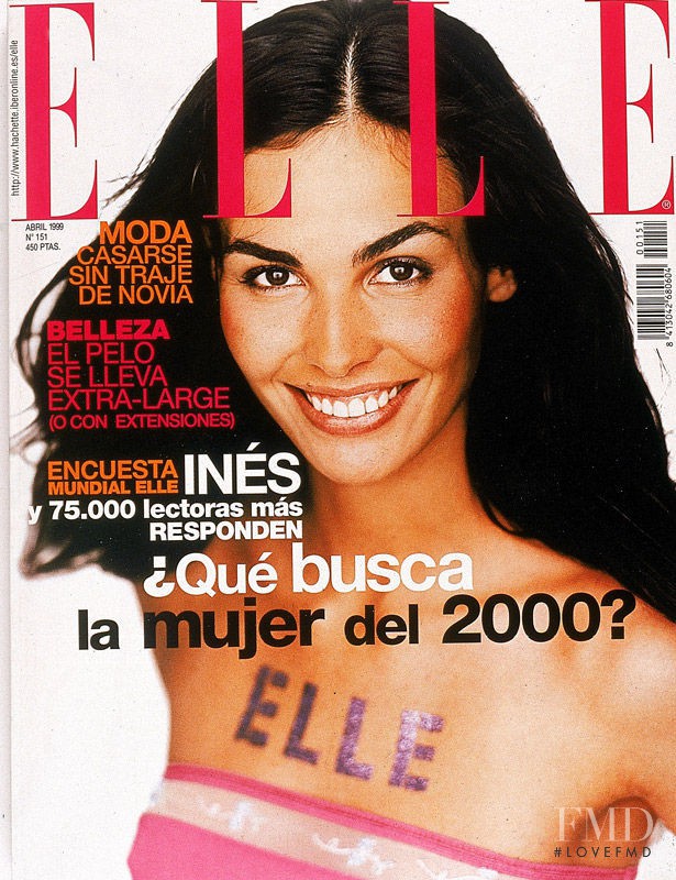 Ines Sastre featured on the Elle Spain cover from April 1999