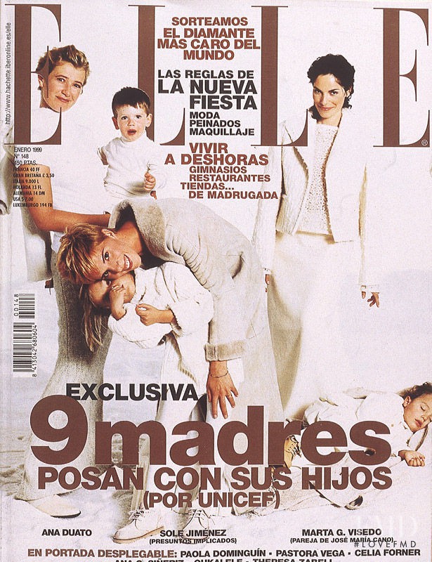 Ana Duato, Sole Jiménez, Marta G. Visedo featured on the Elle Spain cover from January 1999