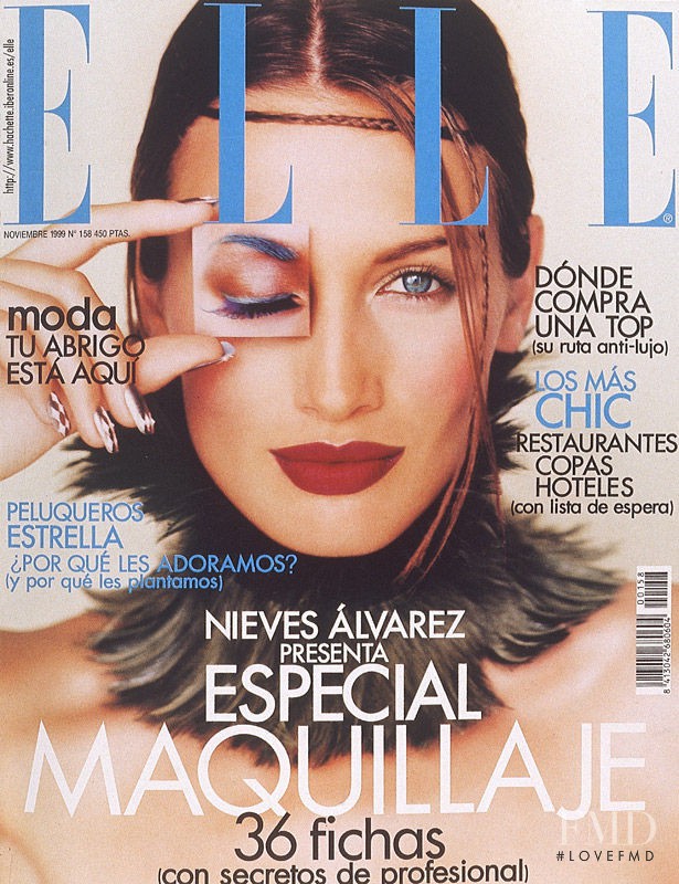 Nieves Alvarez featured on the Elle Spain cover from November 1999
