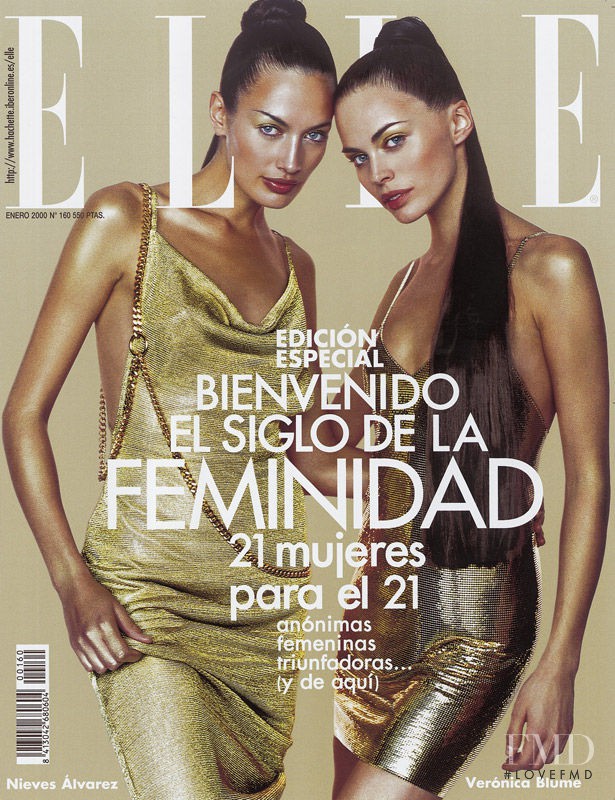 Nieves Alvarez, Veronica Blume featured on the Elle Spain cover from January 2000