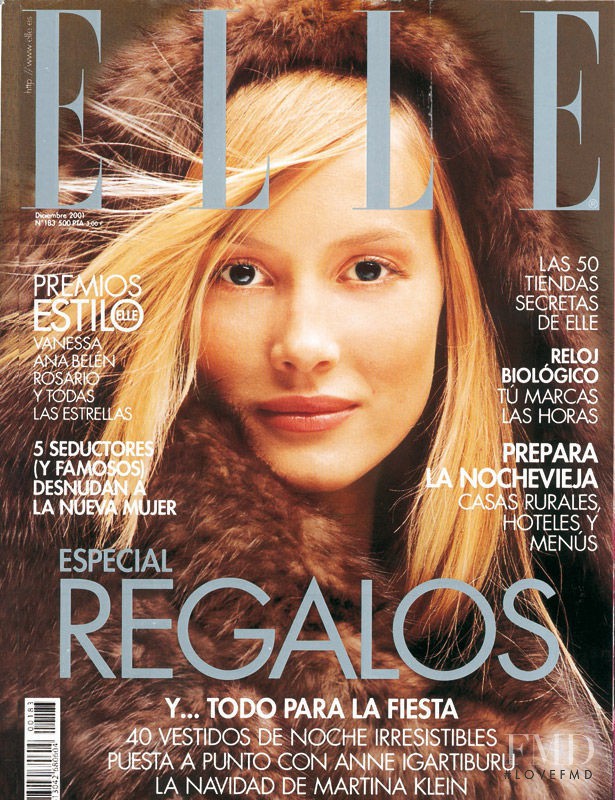 Vanesa Lorenzo featured on the Elle Spain cover from December 2001