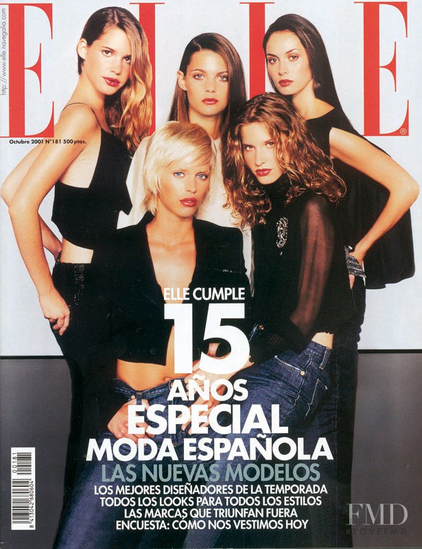 Priscila de Gustin, Minerva Portillo, Marina Pérez, Clara Mas, Elisabeth Mas featured on the Elle Spain cover from October 2001