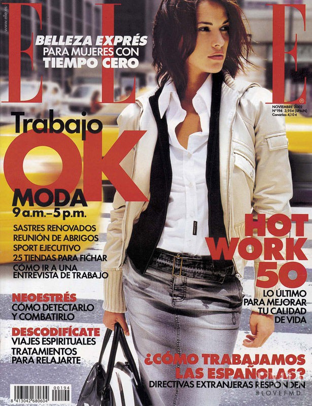 Diana Kovalchuk featured on the Elle Spain cover from November 2002