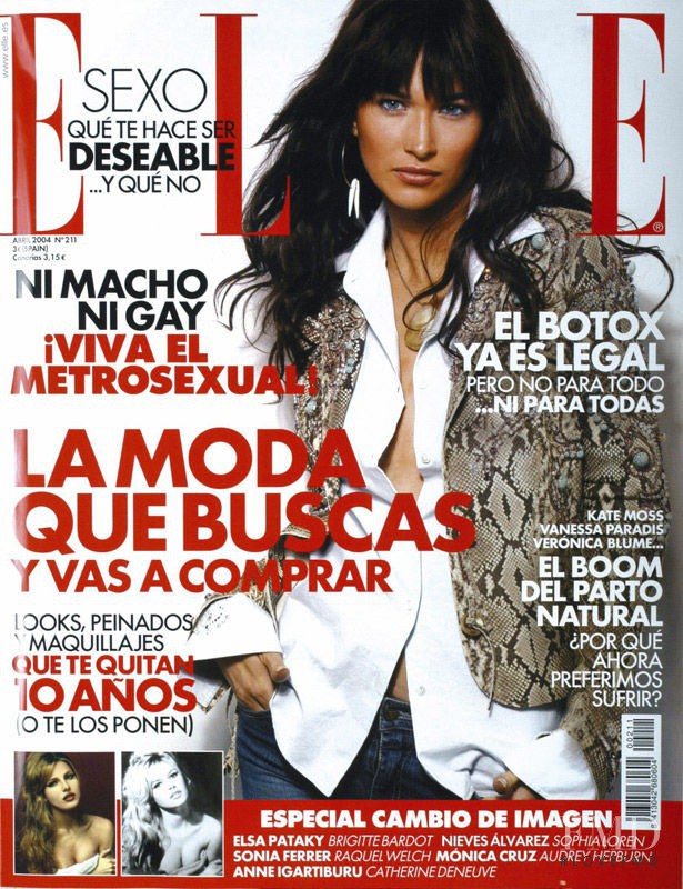 Catherine Hurley featured on the Elle Spain cover from April 2004