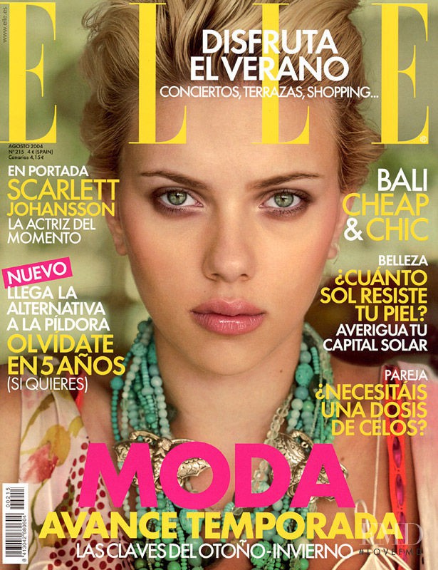 Scarlett Johansson featured on the Elle Spain cover from August 2004