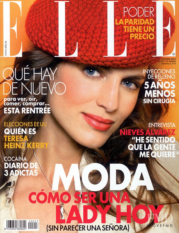 Daniela Urzi featured on the Elle Spain cover from October 2004