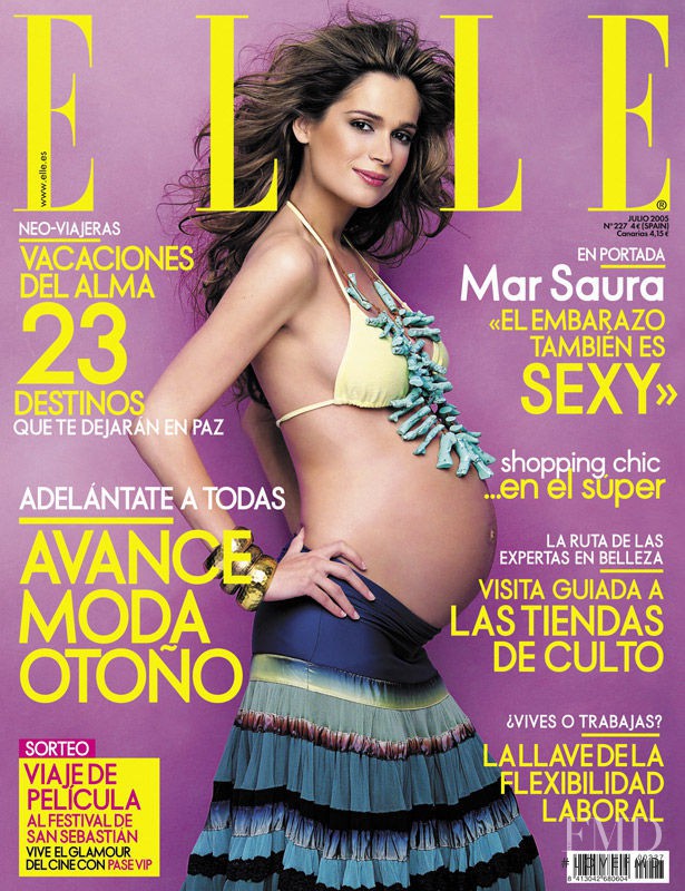Mar Saura featured on the Elle Spain cover from August 2005