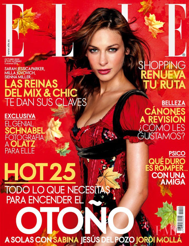 Daniela Lopes featured on the Elle Spain cover from October 2005