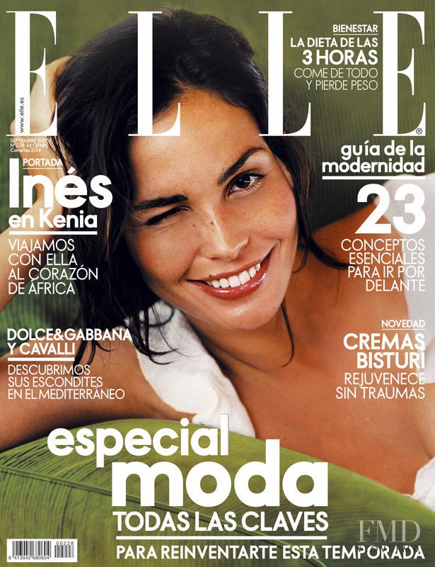 Ines Sastre featured on the Elle Spain cover from September 2005