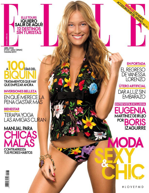 Vanesa Lorenzo featured on the Elle Spain cover from April 2006