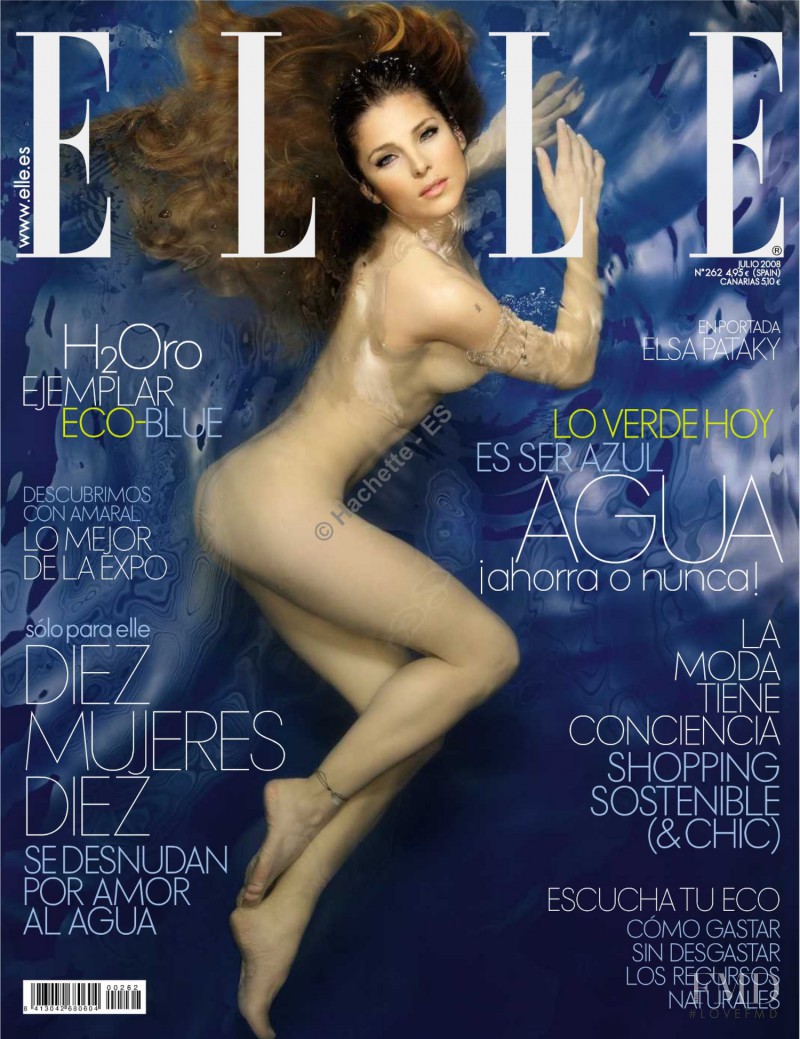Elsa Pataky featured on the Elle Spain cover from July 2008