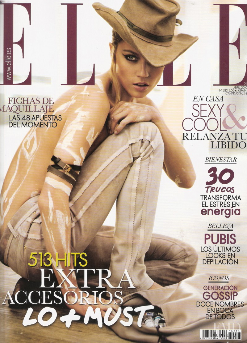 Masha Novoselova featured on the Elle Spain cover from April 2010