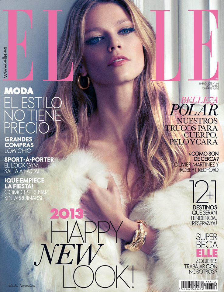 Masha Novoselova featured on the Elle Spain cover from January 2013