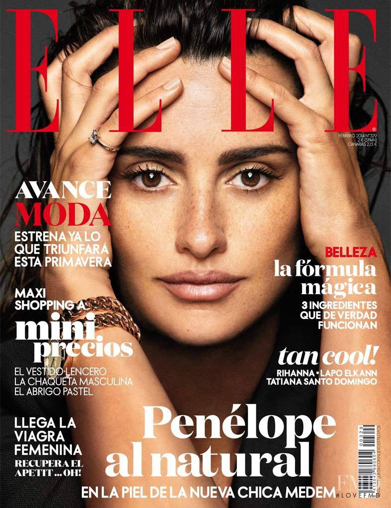 Penélope Cruz featured on the Elle Spain cover from February 2014