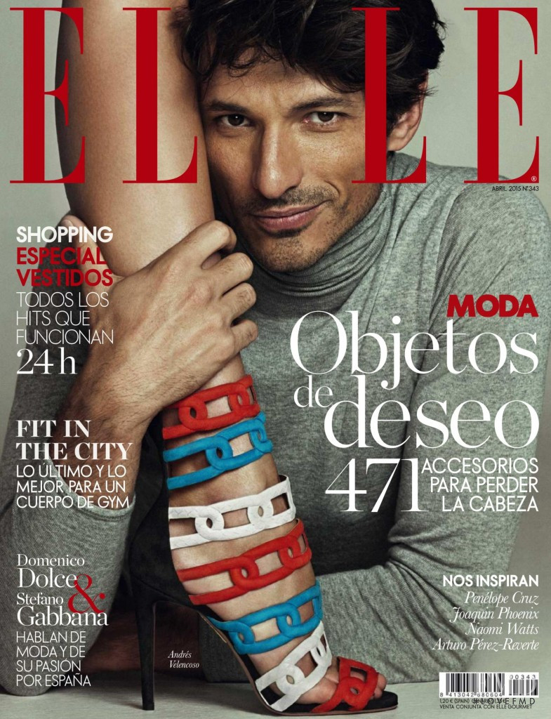 Andres Velencoso featured on the Elle Spain cover from April 2015
