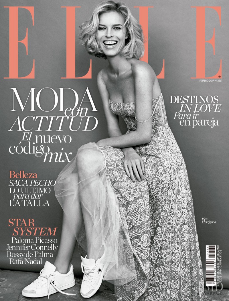 Eva Herzigova featured on the Elle Spain cover from February 2017