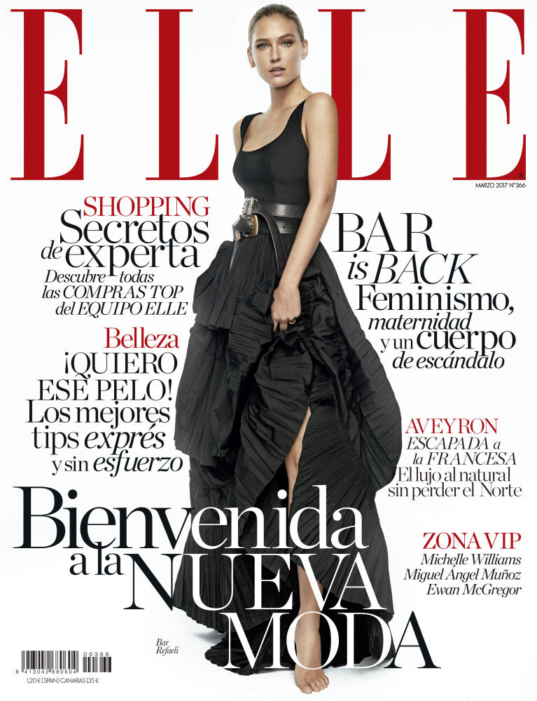 Bar Refaeli featured on the Elle Spain cover from March 2017
