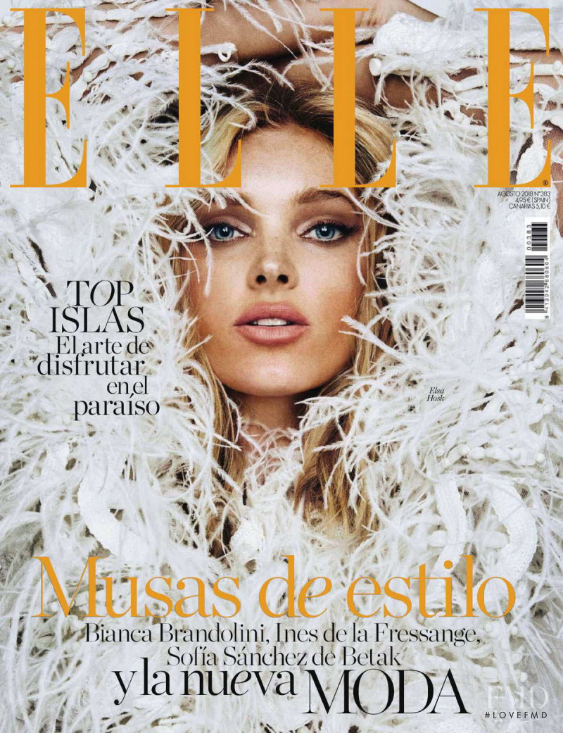 Elsa Hosk featured on the Elle Spain cover from August 2018