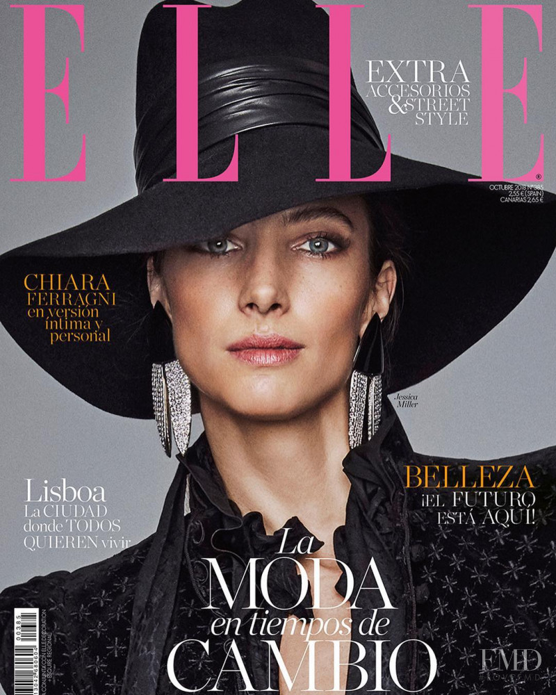 Jessica Miller featured on the Elle Spain cover from October 2018