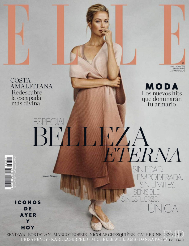 Carolyn Murphy featured on the Elle Spain cover from April 2019