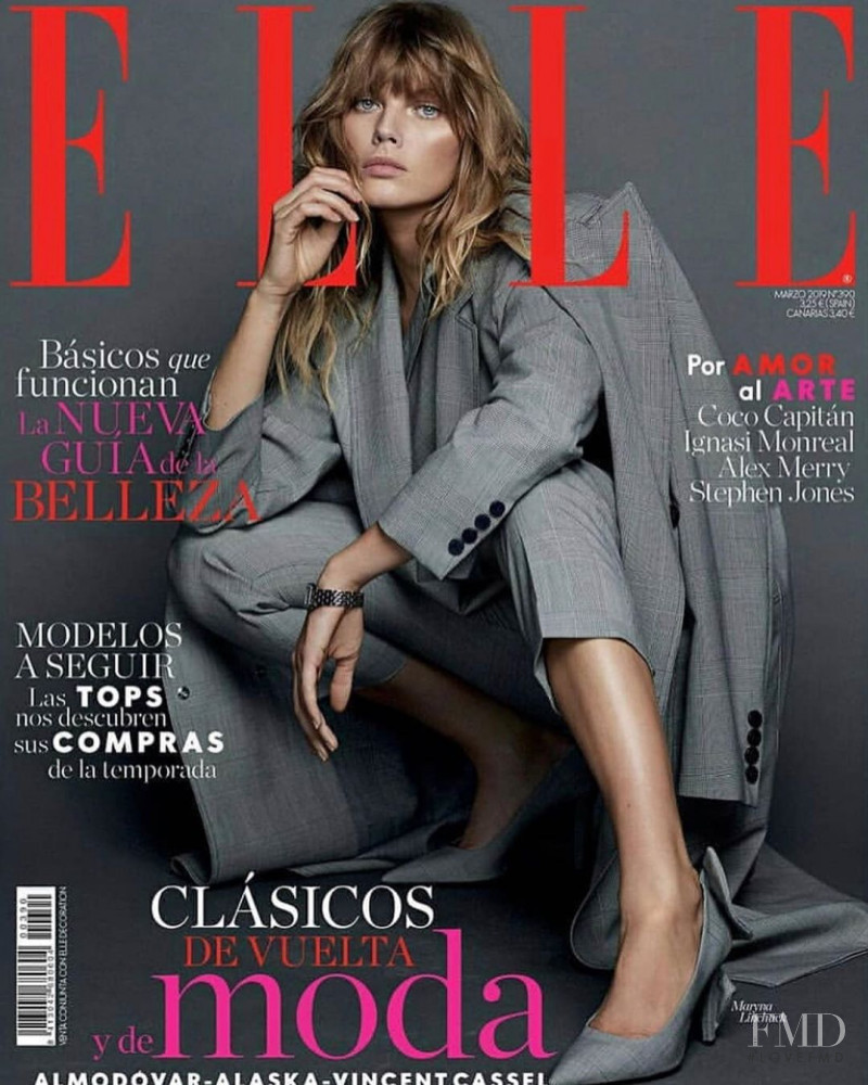 Maryna Linchuk featured on the Elle Spain cover from March 2019