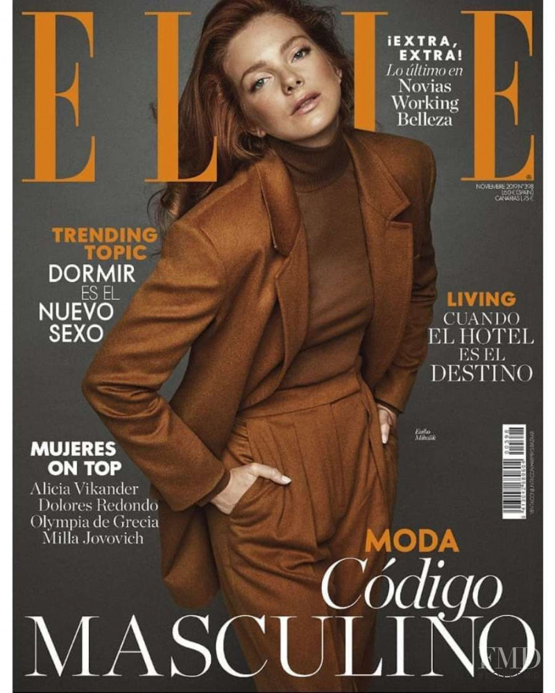 Eniko Mihalik featured on the Elle Spain cover from November 2019
