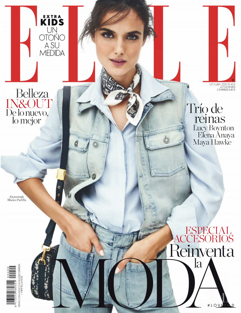 Blanca Padilla featured on the Elle Spain cover from October 2020
