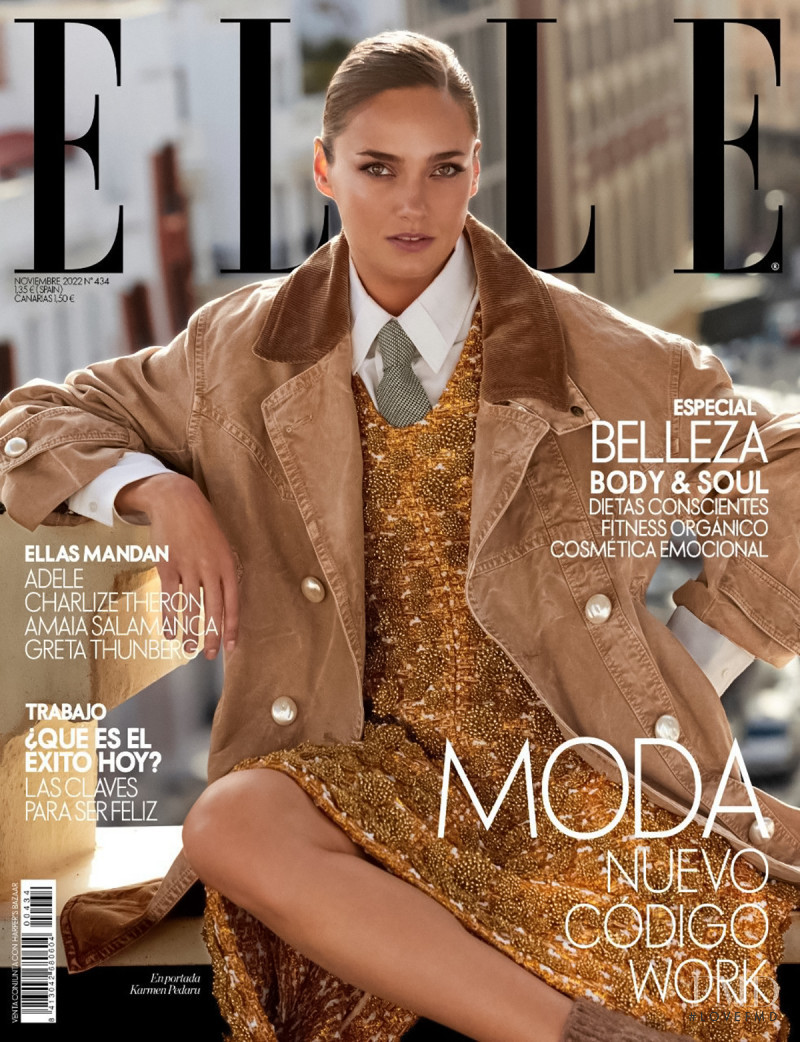 Karmen Pedaru featured on the Elle Spain cover from November 2022