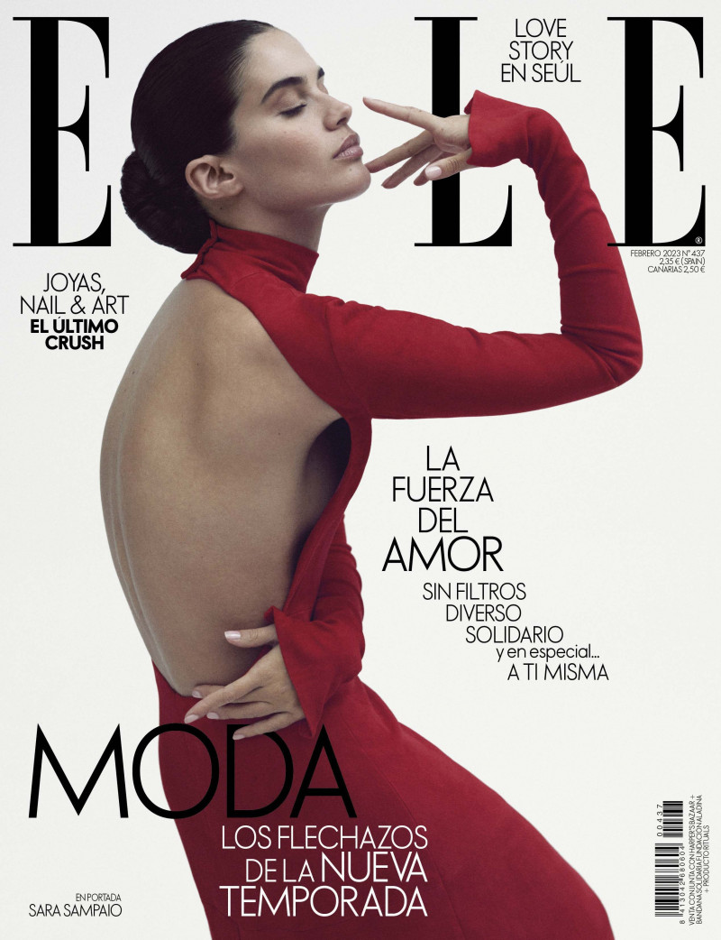 Sara Sampaio featured on the Elle Spain cover from February 2023