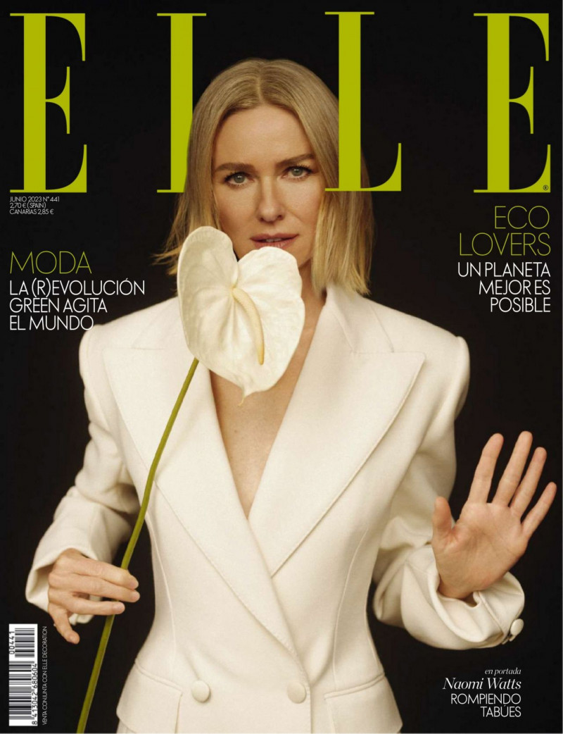Naomi Watts featured on the Elle Spain cover from June 2023