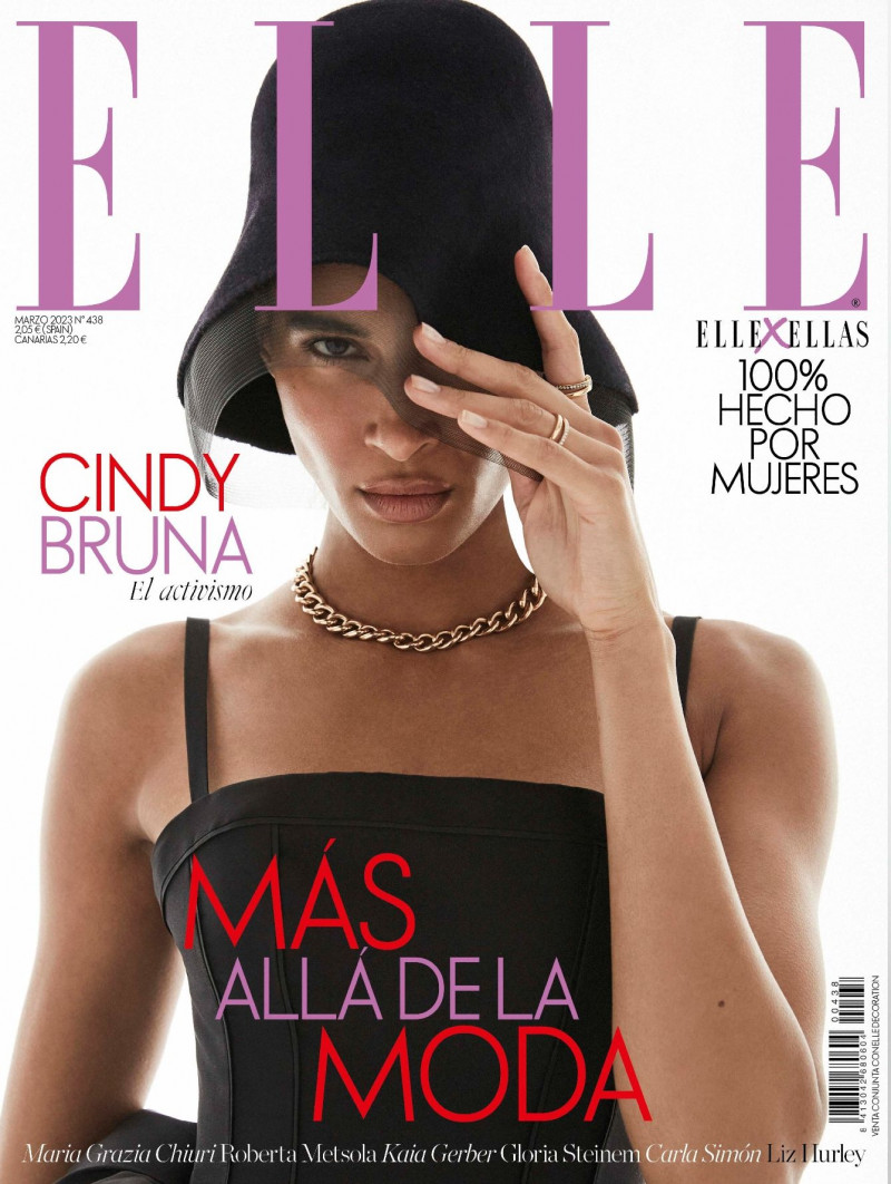 Cindy Bruna featured on the Elle Spain cover from March 2023